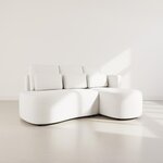 LISA DESIGN Mahina - canapé d'angle droit 4 places convertible avec coffre en tissu texturé. Coloris disponibles : Beige