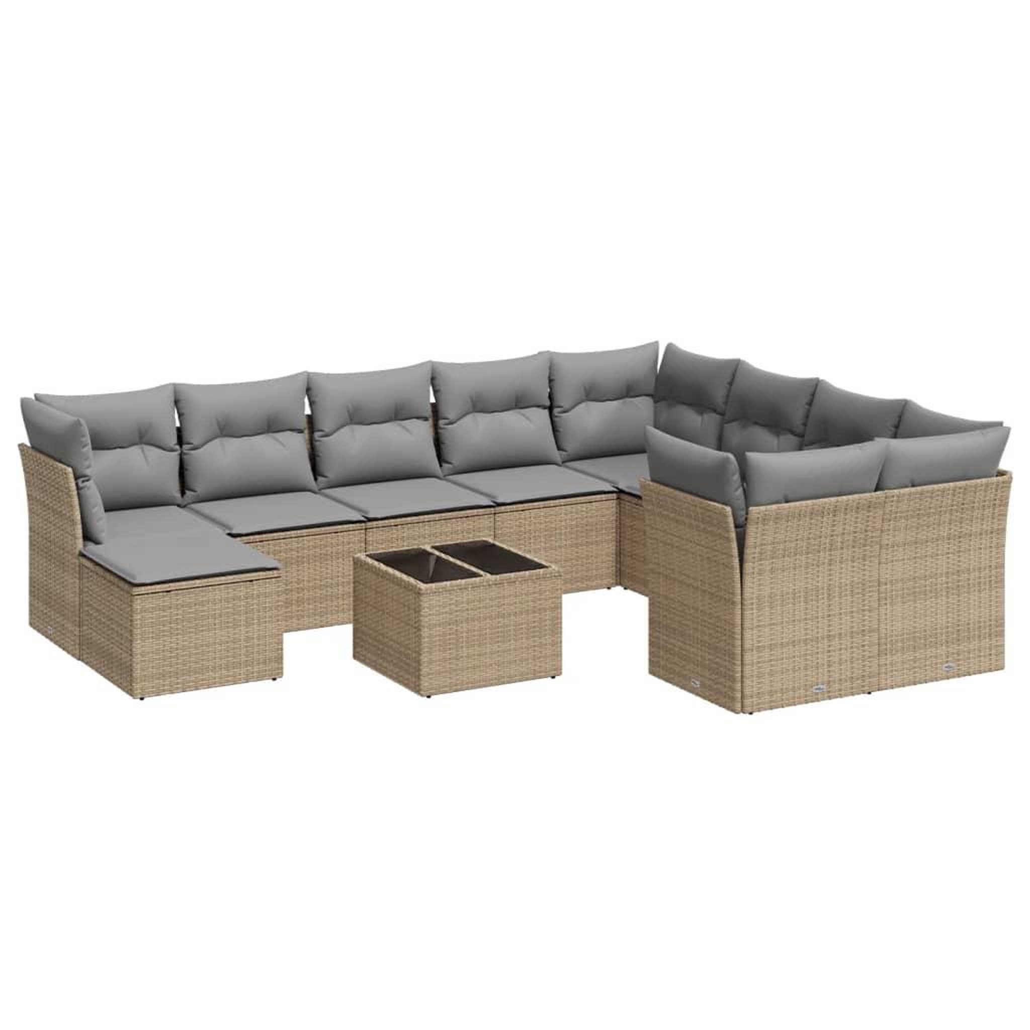 Voir la diapositive 2 : VIDAXL Salon de jardin 11 pcs avec coussins beige resine tressee