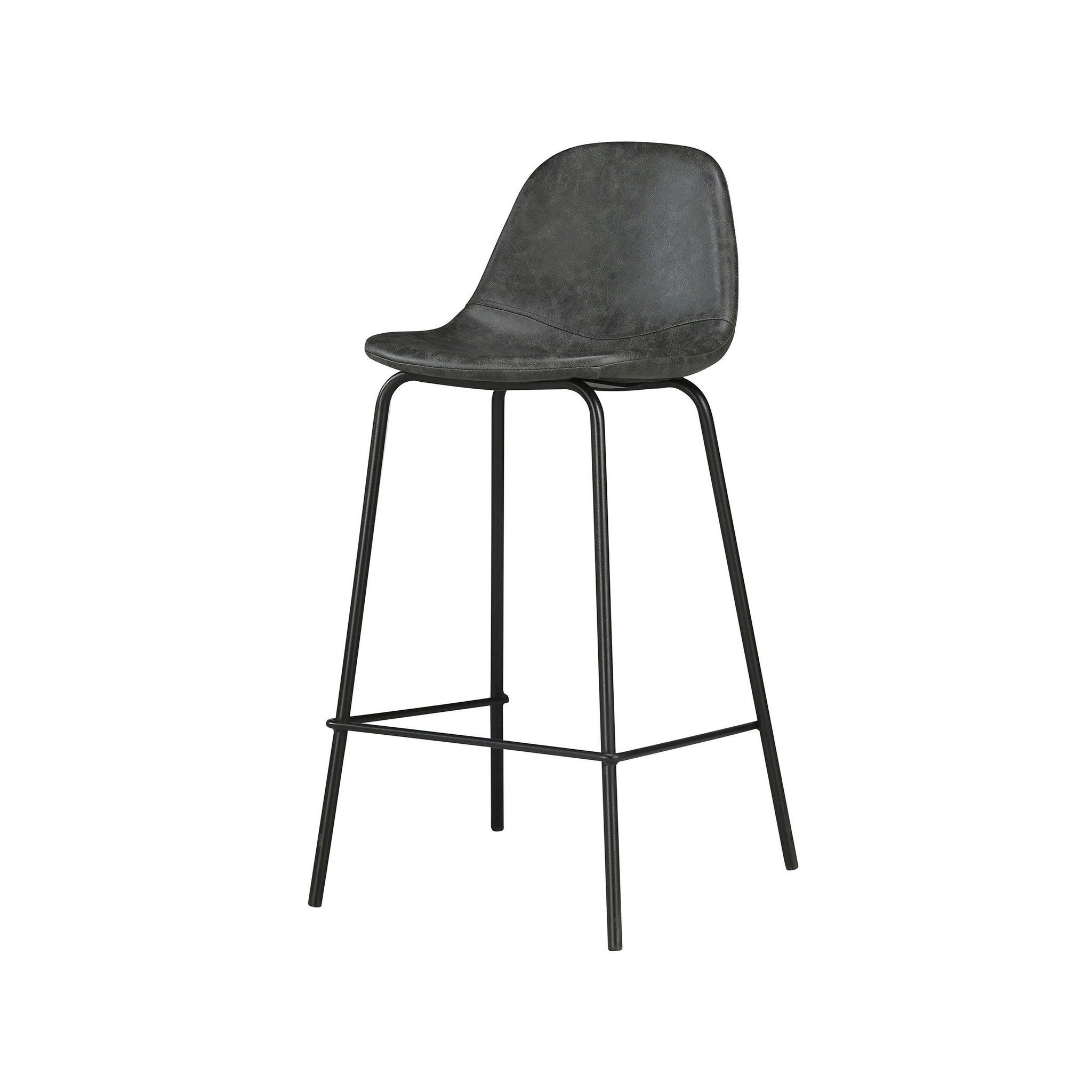 MAISON PAVANE Chaise pour îlot central 65 cm en cuir synthétique gris/noir-henrik