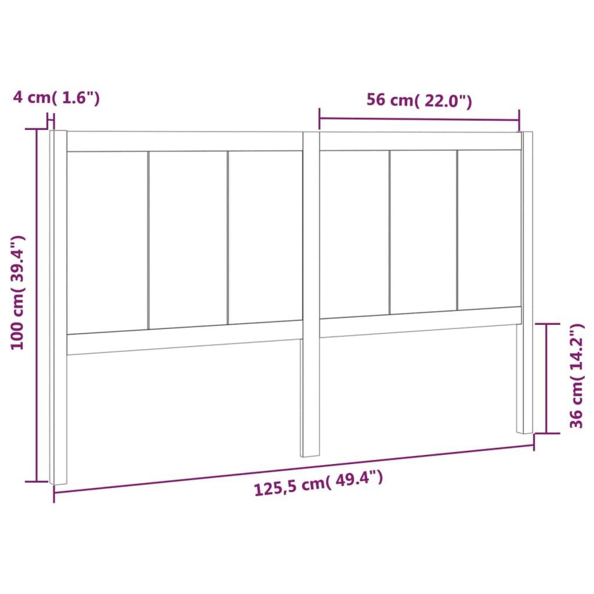 Voir la diapositive 6 : VIDAXL Tete de lit Gris 125,5x4x100 cm Bois massif de pin