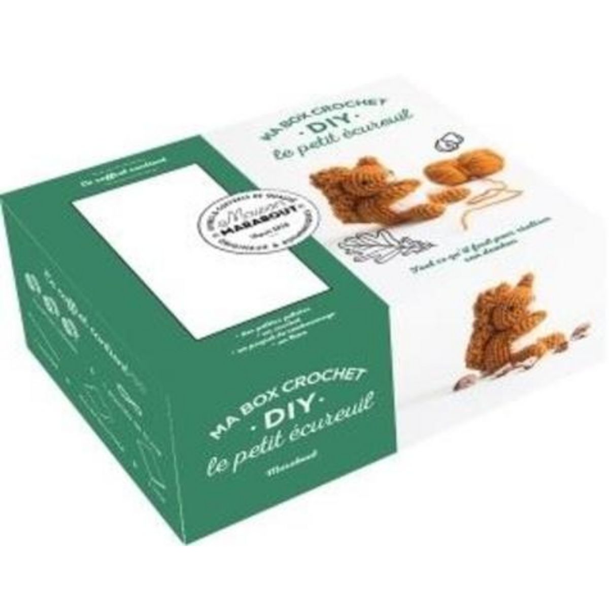 MA BOX CROCHET DIY LE PETIT ECUREUIL. AVEC 3 PETITES PELOTES, 1 AIGUILLEE DE FIL NOIR, 1 CROCHET, DU REMBOURRAGE ET 1 LIVRE, Bayard Marie-Noëlle
