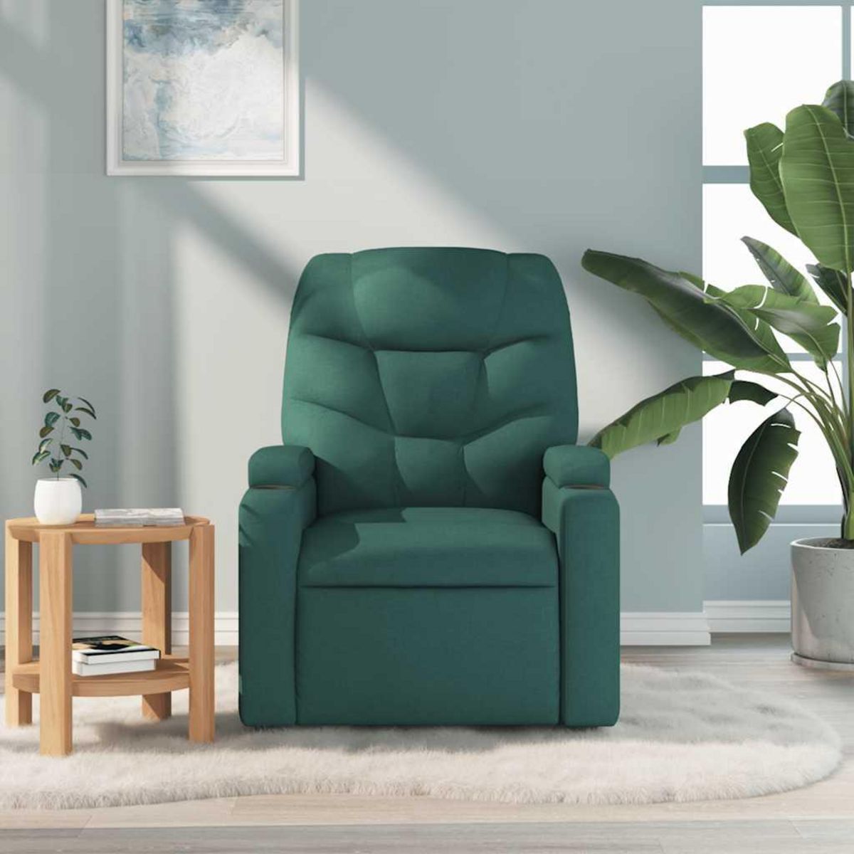 VIDAXL Fauteuil de massage inclinable Vert fonce Tissu