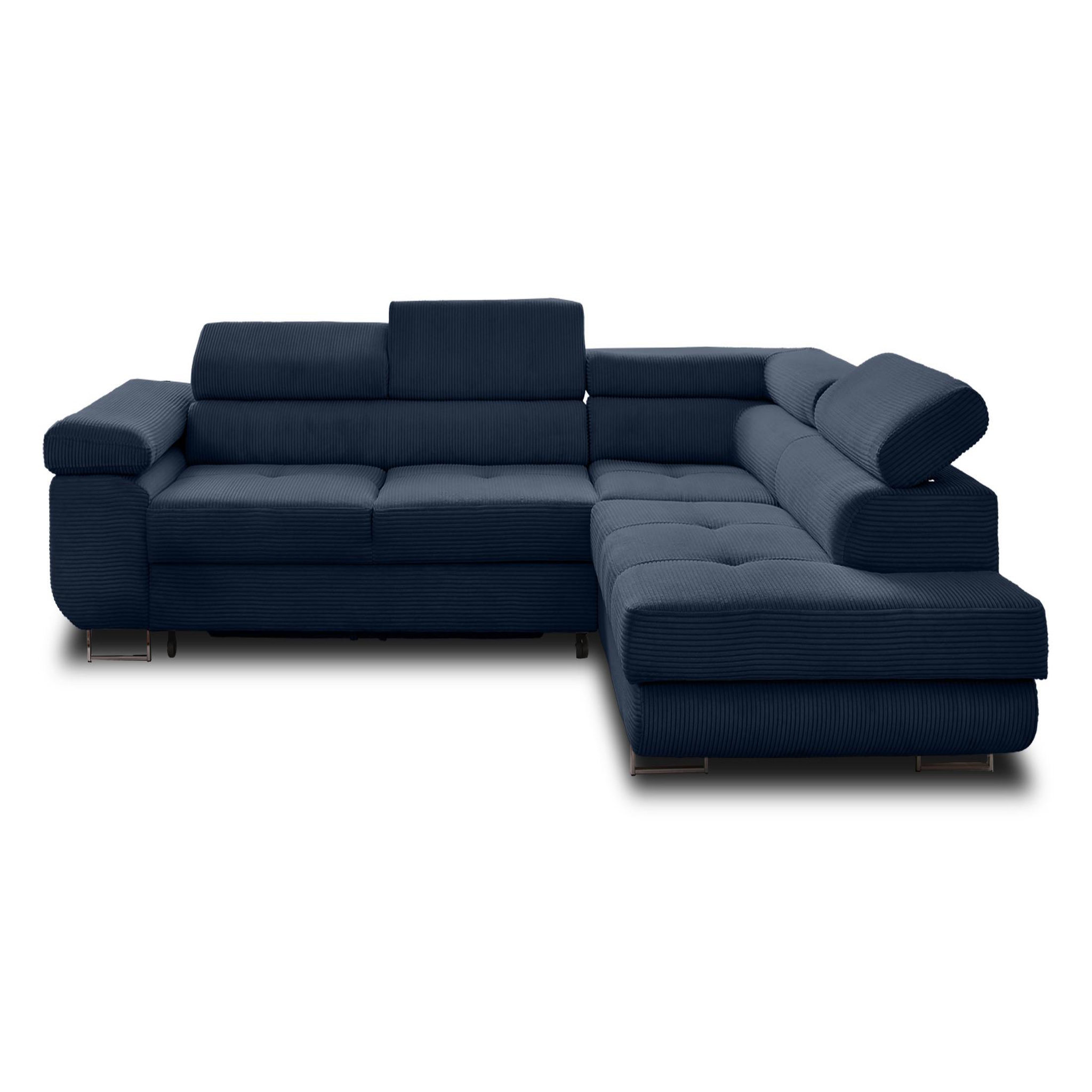 Voir la diapositive 6 : BEST MOBILIER Zaria - canapé d'angle droit - convertible avec coffre et têtières réglables - 5 places - en velours côtelé