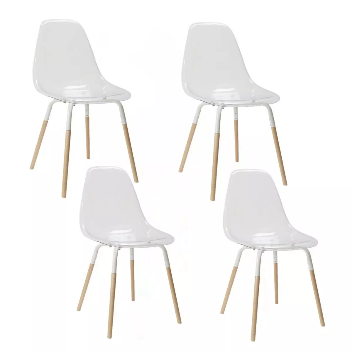 The Home Deco Factory Lot de 4 chaises scandinaves Phenix en plastique et métal - Transparent