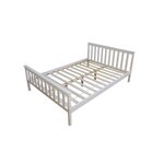 HomeStyle4U Lit double en pin massif 140x200 blanc avec sommier