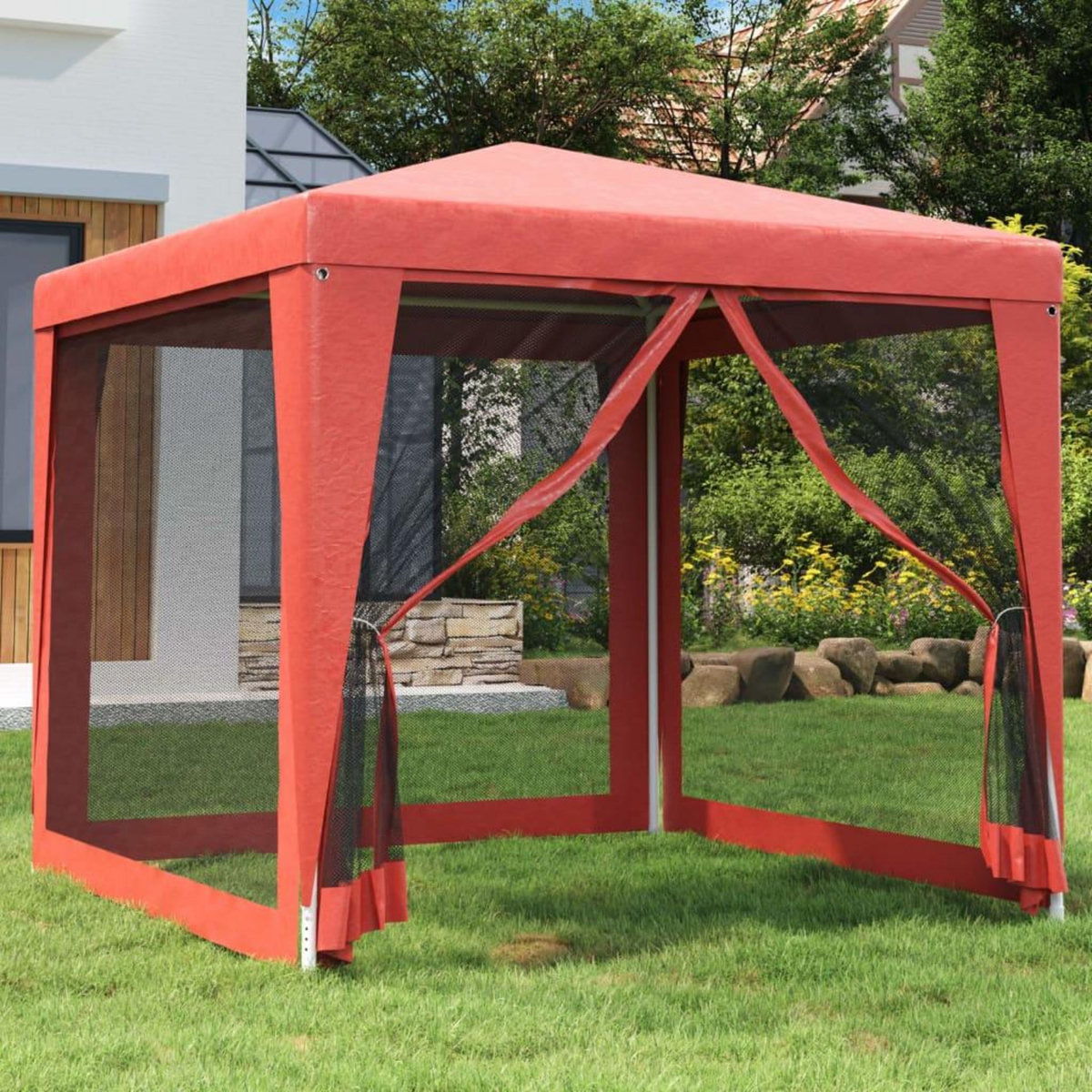 VIDAXL Tente de fete avec 4 parois laterales en maille Rouge 2.5x2.5 m