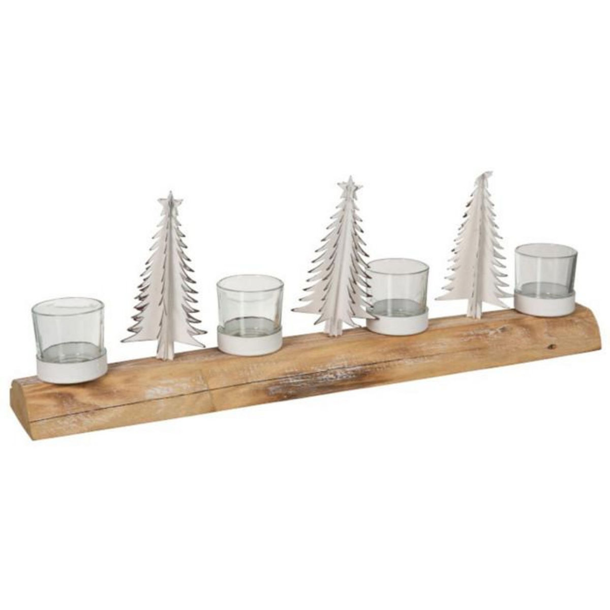 Paris Prix Photophore 4 Têtes Rectangulaire  Noël  48cm Naturel & Blanc