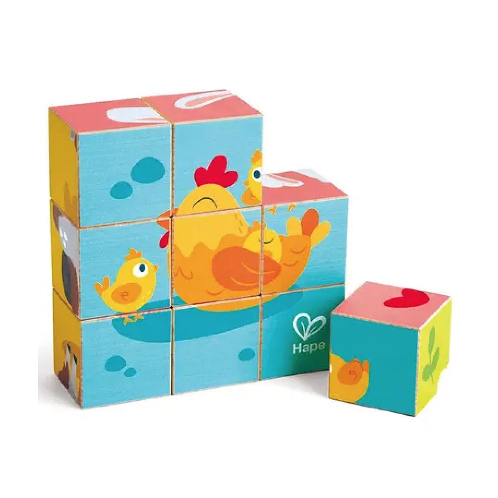 Voir la diapositive 2 : Hape Puzzle cubes animaux de la ferme