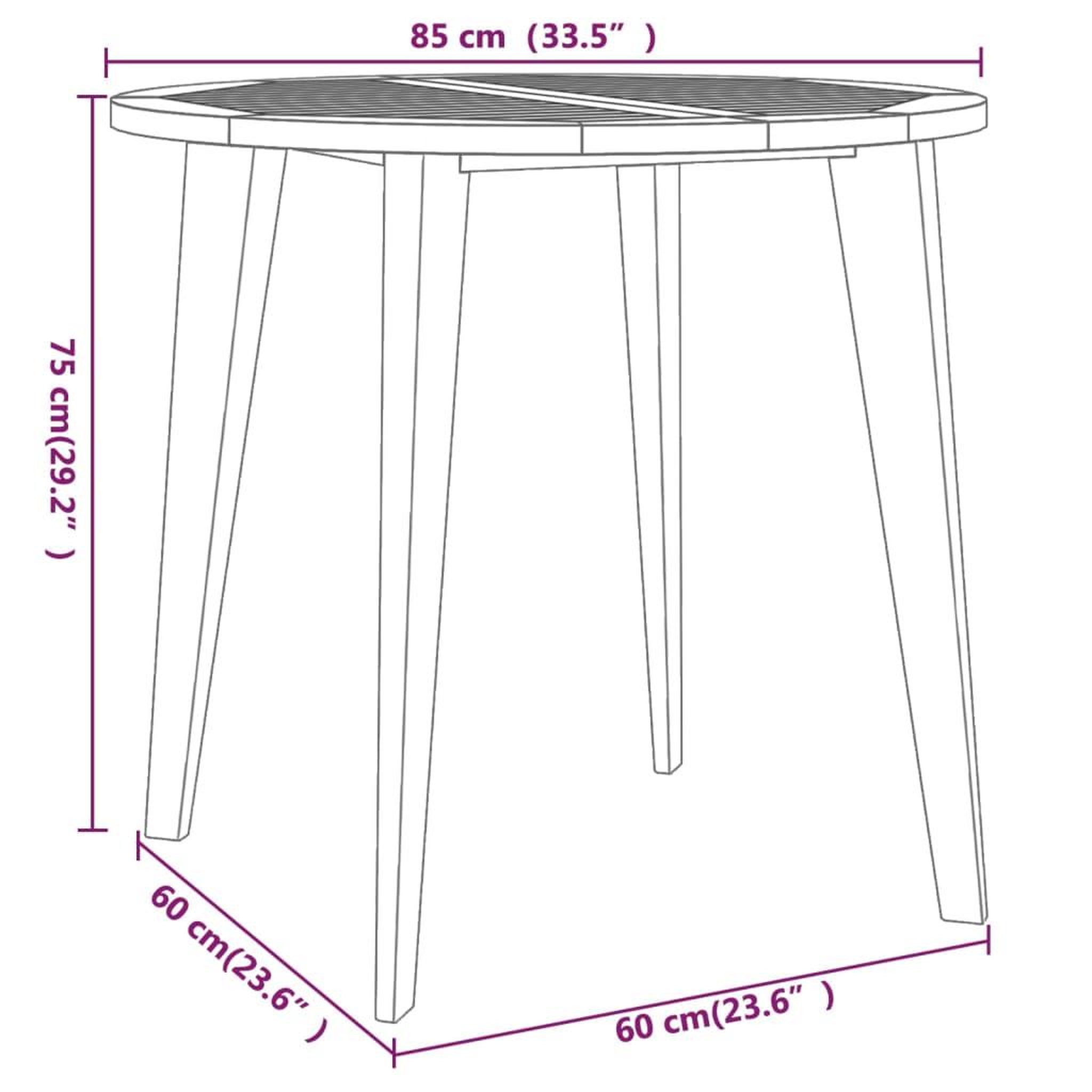 Voir la diapositive 6 : VIDAXL Ensemble a manger de jardin 3 pcs Bois d'acacia solide