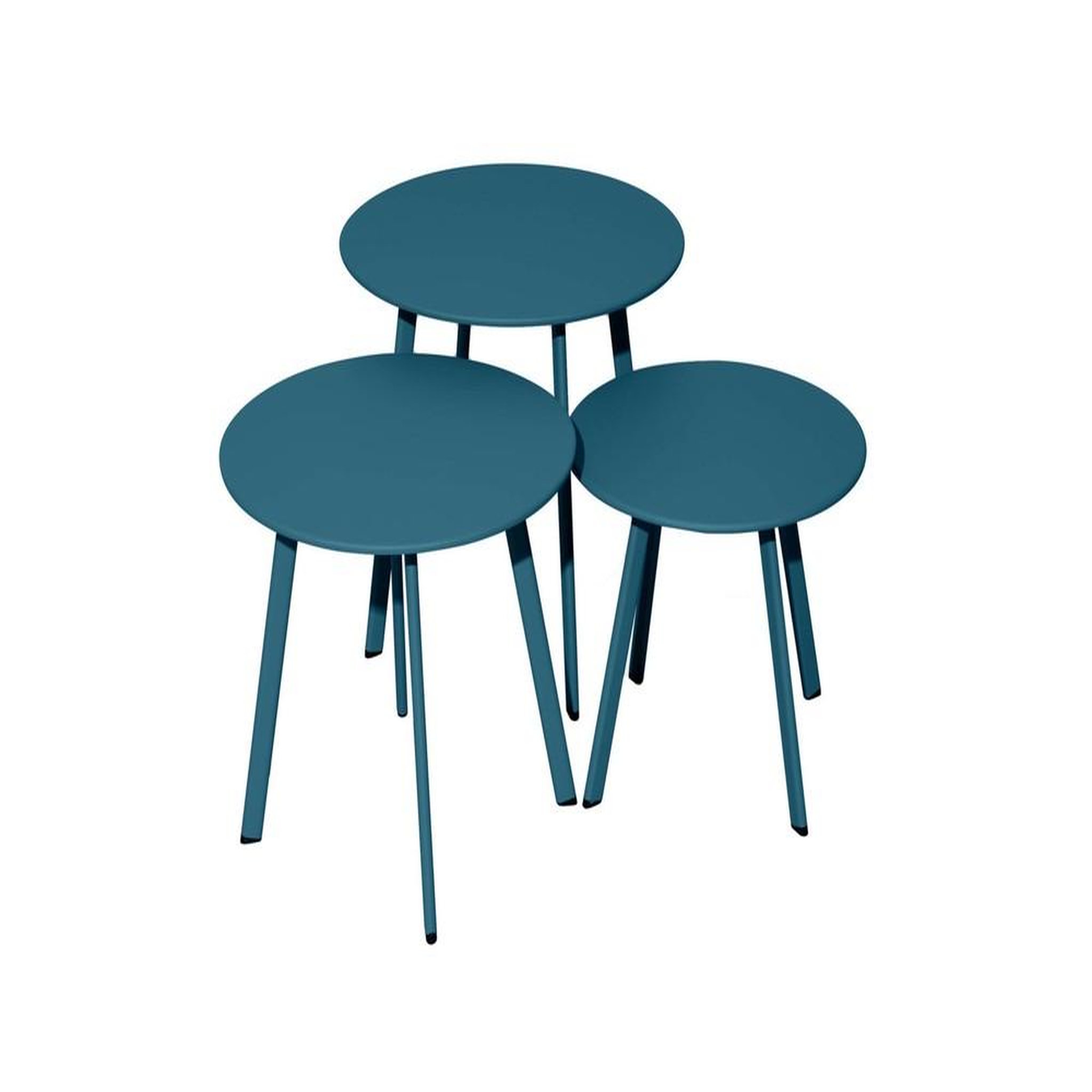 Proloisirs Table basse de jardin Massaï ø 45 cm en acier époxy - bleu