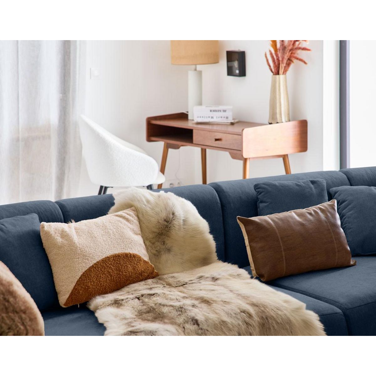 LISA DESIGN Ikare - canapé modulable panoramique - 7 places - en tissu