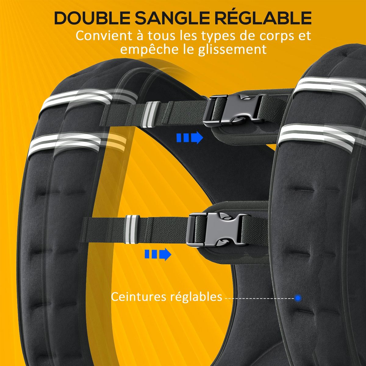 HOMCOM Gilet lesté de 5 Kg réglable - veste lestée de sport - poche de rangement intégré - oxford noir