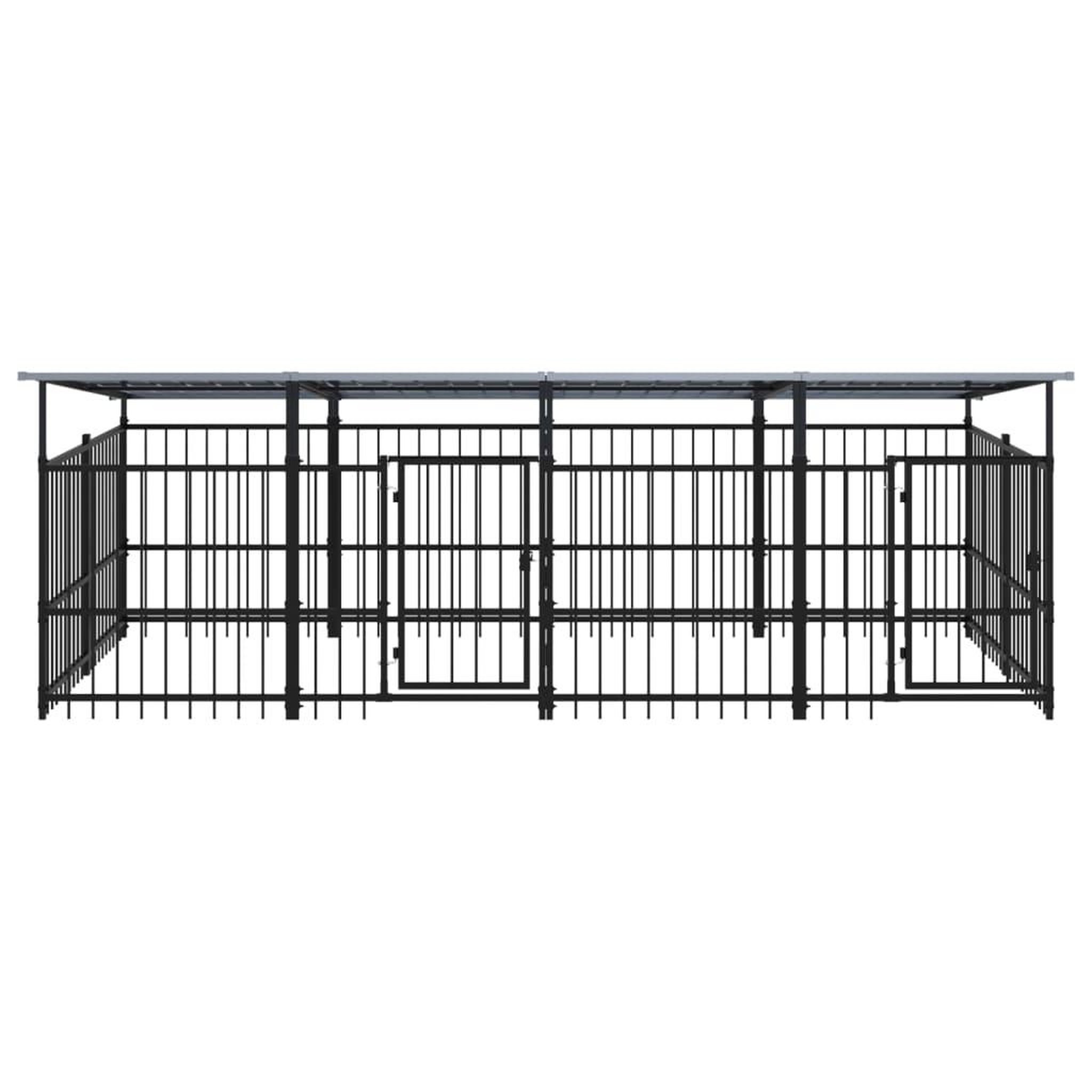 Voir la diapositive 3 : VIDAXL Chenil d'exterieur avec toit pour chiens Acier 7,51 m²