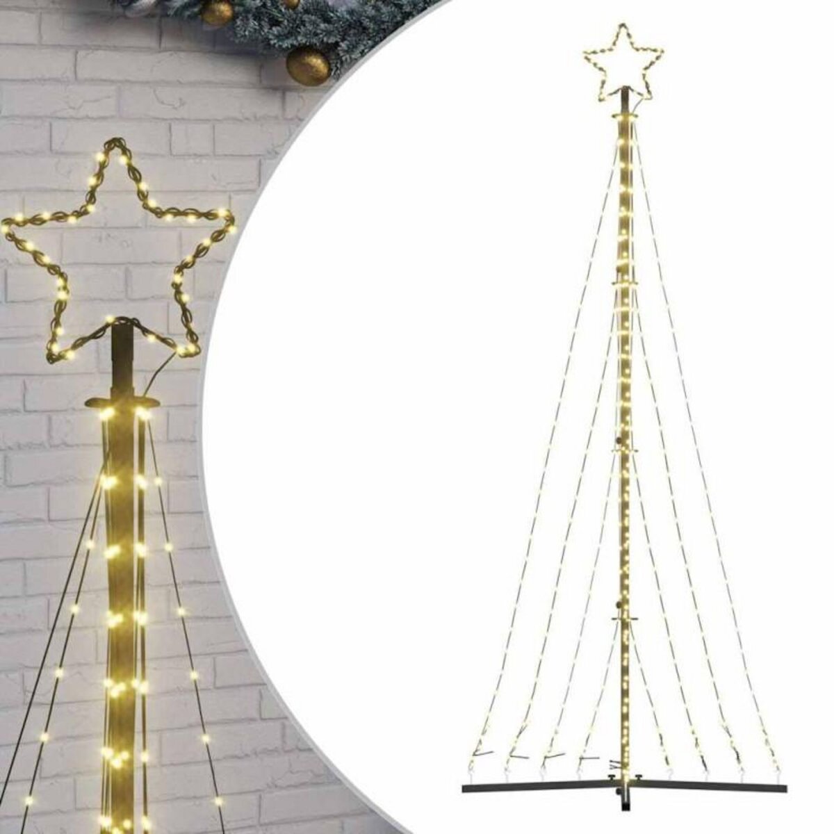 VIDAXL Guirlande de sapin de Noël 447 LED blanc chaud 249 cm
