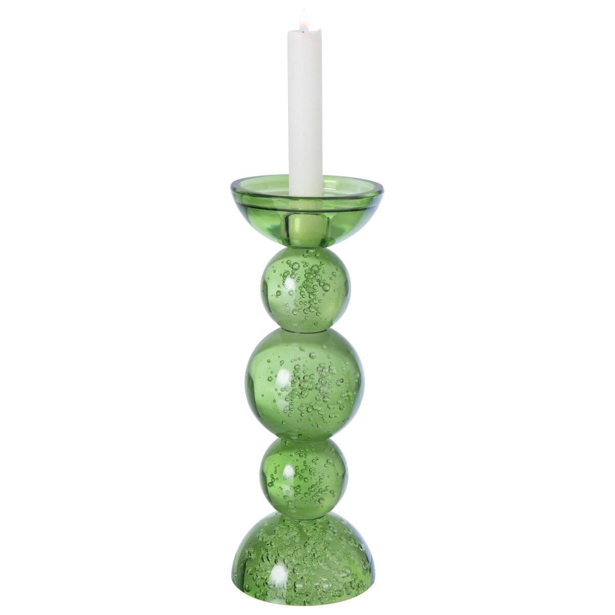 Voir la diapositive 2 : J-LINE Bougeoir Boules en Verre  Ilias  26cm Vert Olive