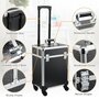 Voir la diapositive 5 : HOMCOM Valise trolley maquillage mallette cosmétique vanity poignée télescopique réglable 34L x 24l x 52H cm alu. noir