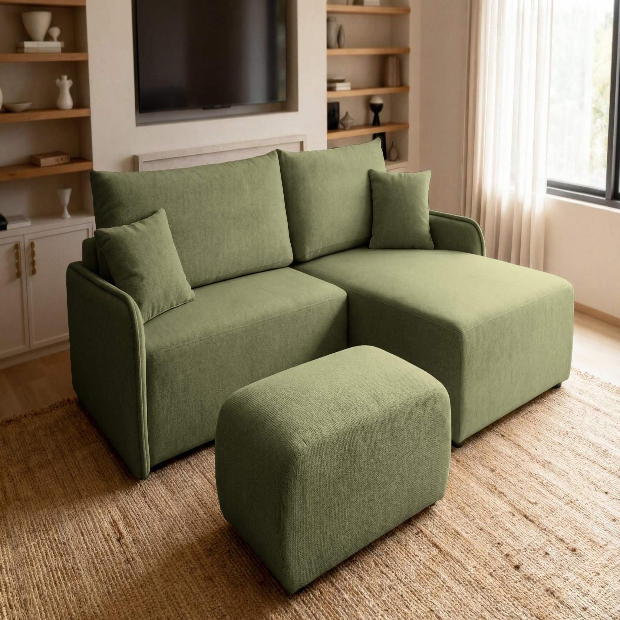 Voir la diapositive 4 : CASANOVA PARIS Sacha - pouf en tissu chiné 105x57x40