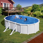 GRE Piscine hors sol acier ovale - Blanche - 5,27 x 3,27 x H 1,32 m - ATLANTIS