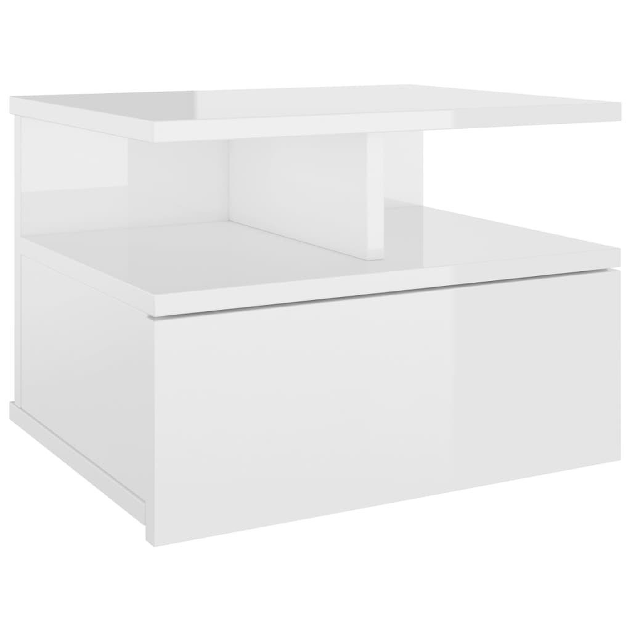 Voir la diapositive 2 : VIDAXL Table de chevet flottante Blanc brillant Bois d'ingenierie
