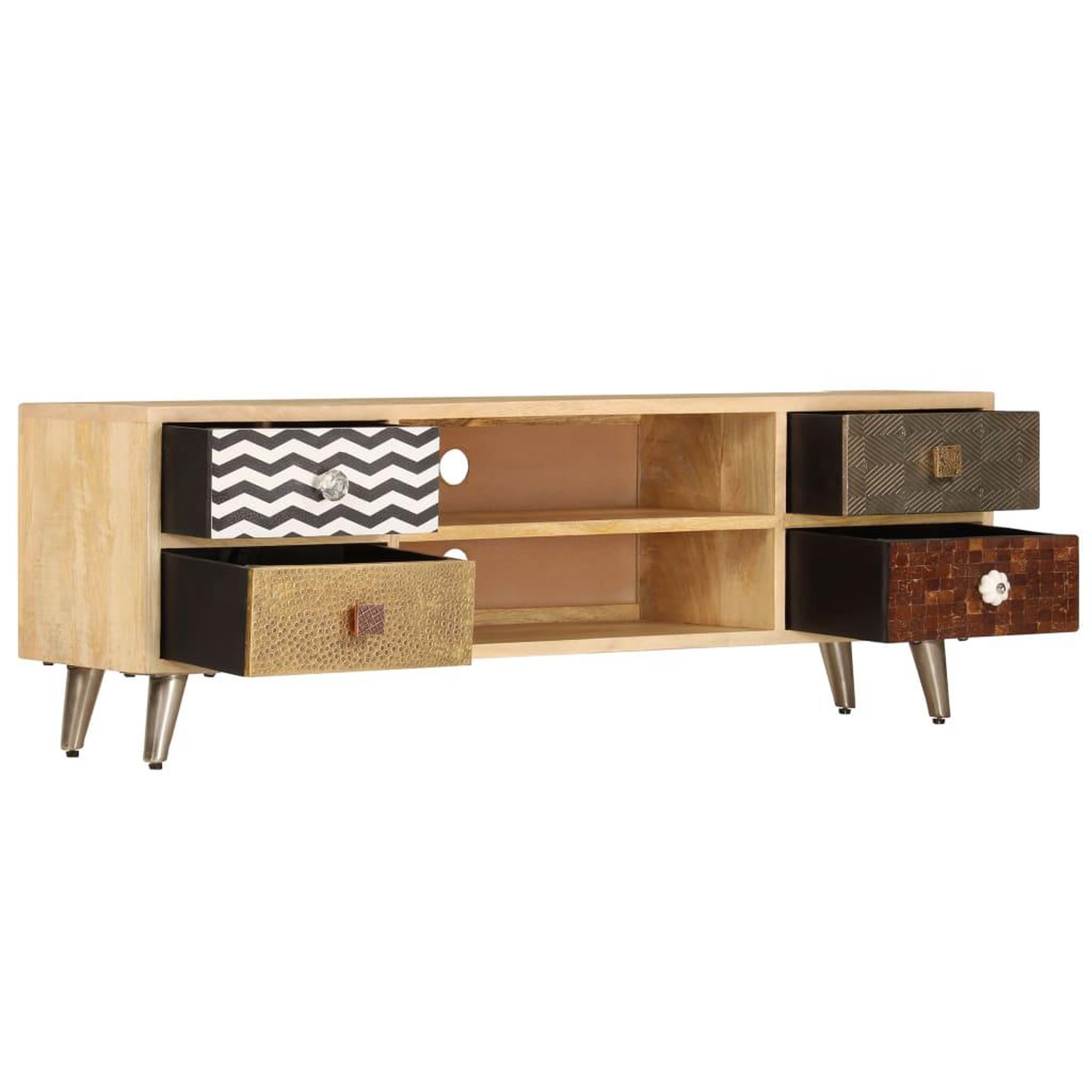 Voir la diapositive 4 : VIDAXL Meuble tv 120x30x40 cm bois massif de manguier