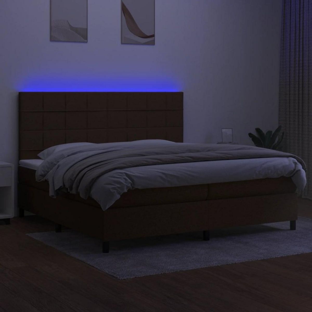 VIDAXL Sommier a lattes de lit matelas et LED Marron fonce 200x200 cm