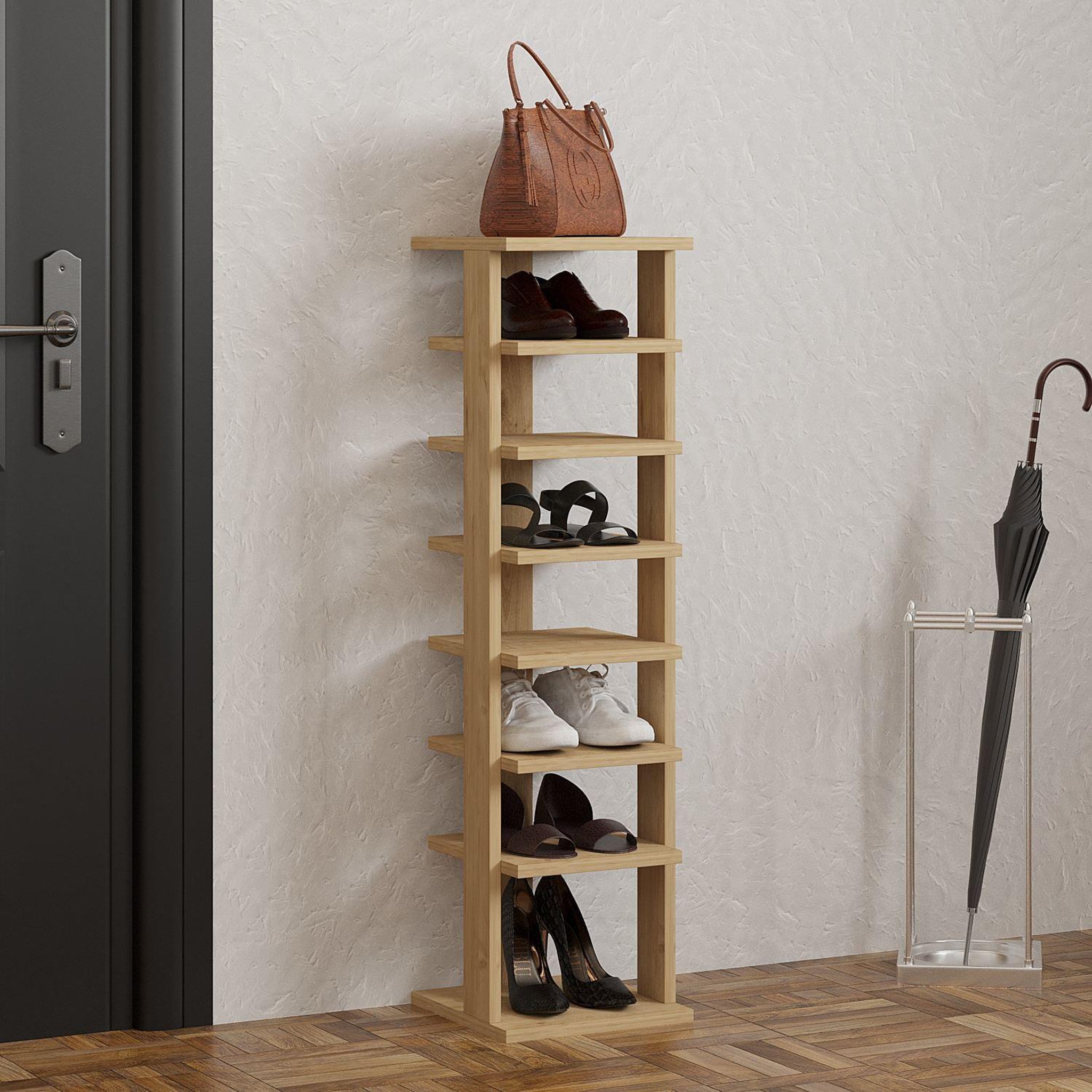 Voir la diapositive 2 : Habitat et Jardin Meuble à chaussures en bois  ayka  - 30 x 30 x 110 cm - beige