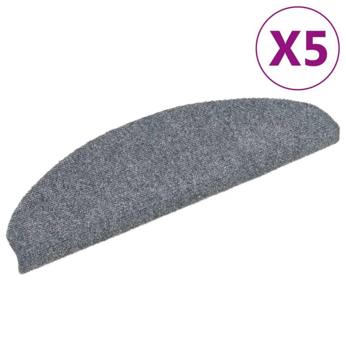 VIDAXL Tapis autoadhesifs de marches 5 pcs Gris clair 65x21x4 cm