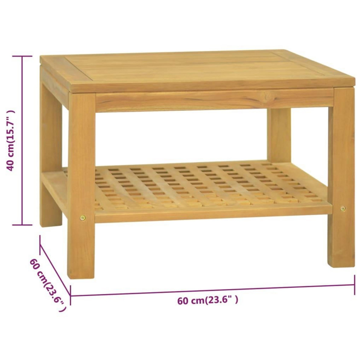 VIDAXL Table basse 60x60x40 cm Bois massif de teck
