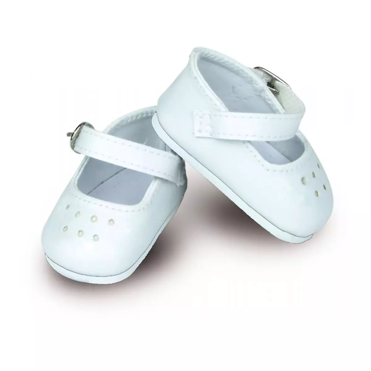 PETIT COLLIN Accessoires pour poupées Minouche 34 cm : Chaussures ballerines à bride coloris blanc
