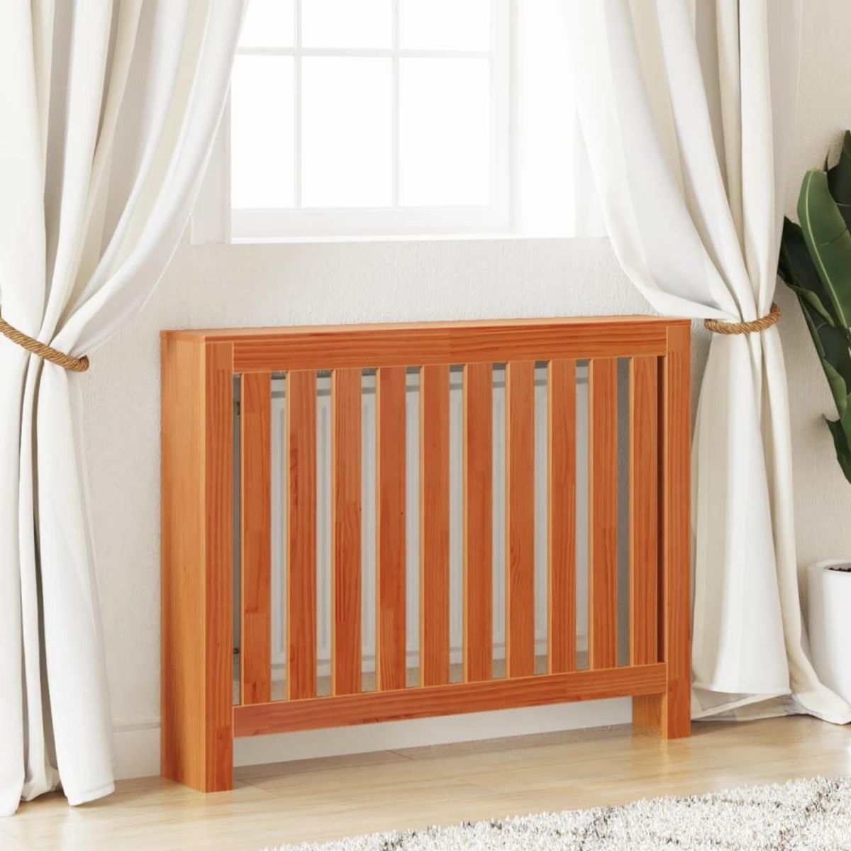 VIDAXL Cache-radiateur cire marron 108,5x19x84 cm bois massif de pin