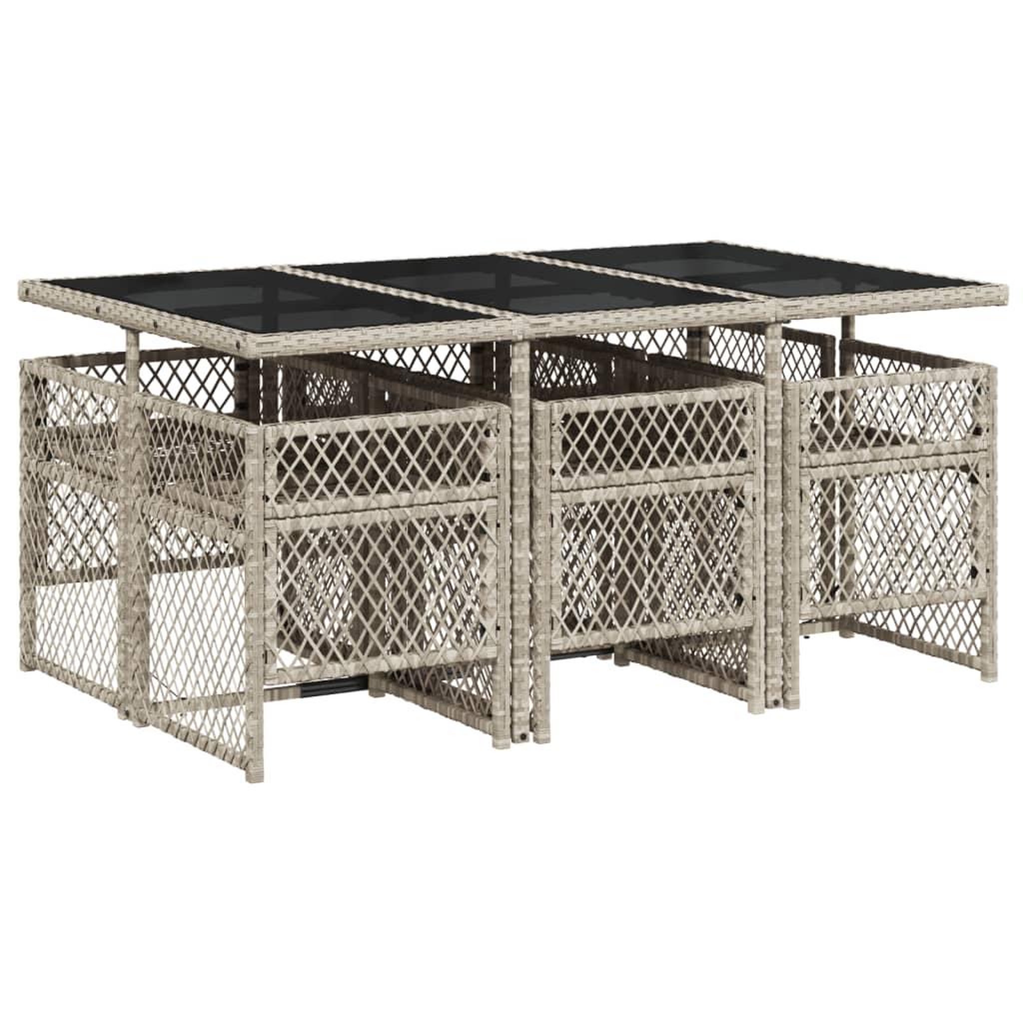 Voir la diapositive 5 : VIDAXL Ensemble a manger de jardin et coussins 7 pcs gris clair rotin