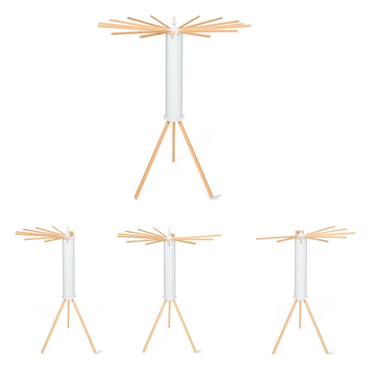 ID MARKET Séchoir à linge à rayons rotatif et pliable capacité 21M blanc et bois