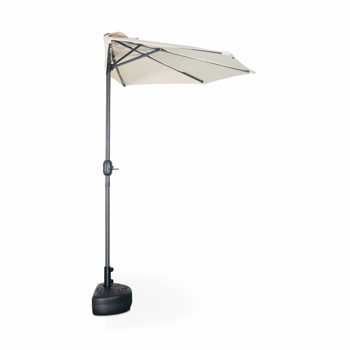SWEEEK Parasol de balcon Ø250cm  – CALVI – Demi-parasol droit, mât central en aluminium avec manivelle d'ouverture