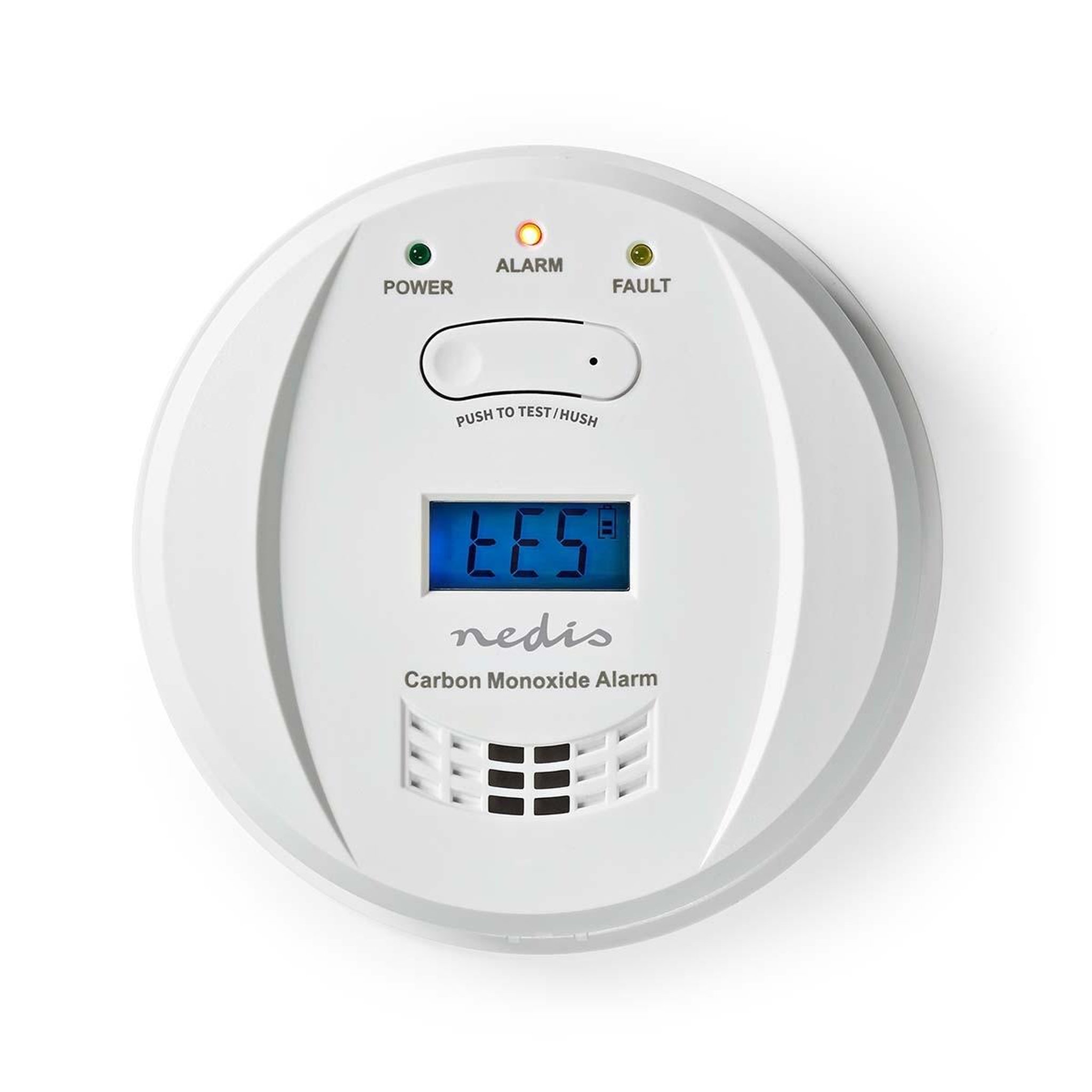 NEDIS Détecteur de Monoxyde de Carbone CO écran Alarme 85dB 2 piles AA incluses Bouton Test/Silence Nedis