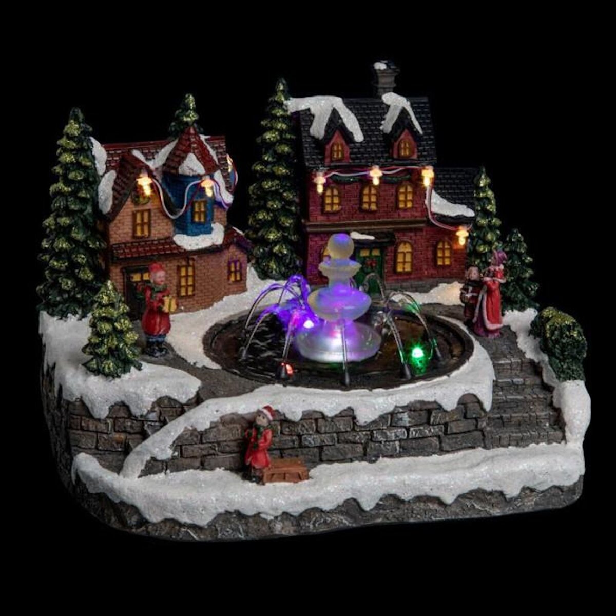 FEERIC LIGHT & CHRISTMAS Village de Noël Fontaine  Ville  26cm Multicolore