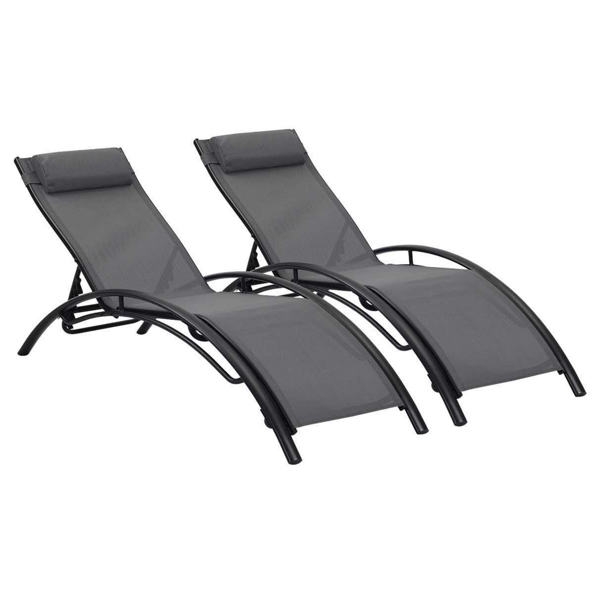 Habitat et Jardin Bain de soleil en aluminium  Beauty  - Phoenix - Gris foncé / Noir - Lot de 2