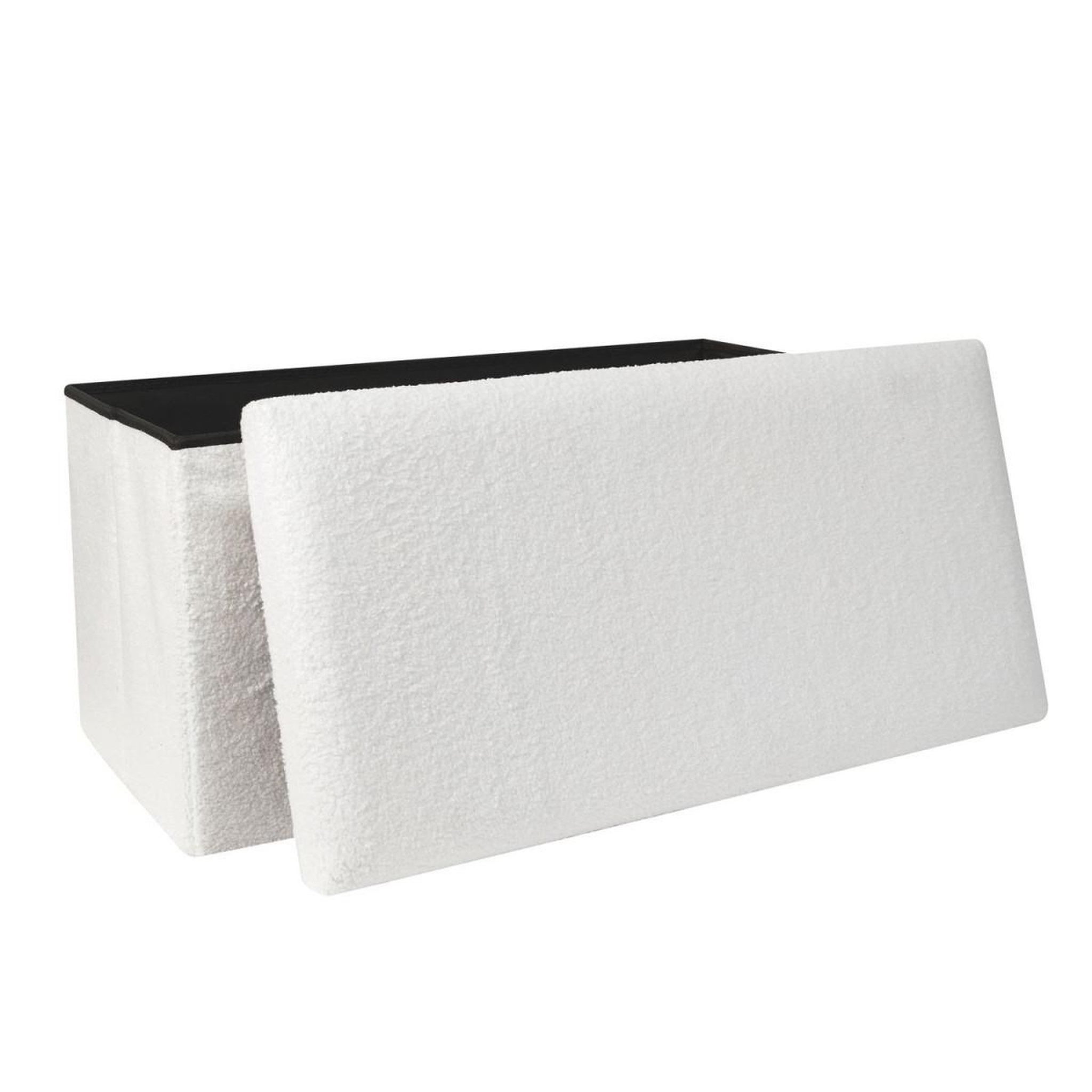 Voir la diapositive 3 : The Home Deco Factory Banc coffre pliable  bouclette  76cm blanc