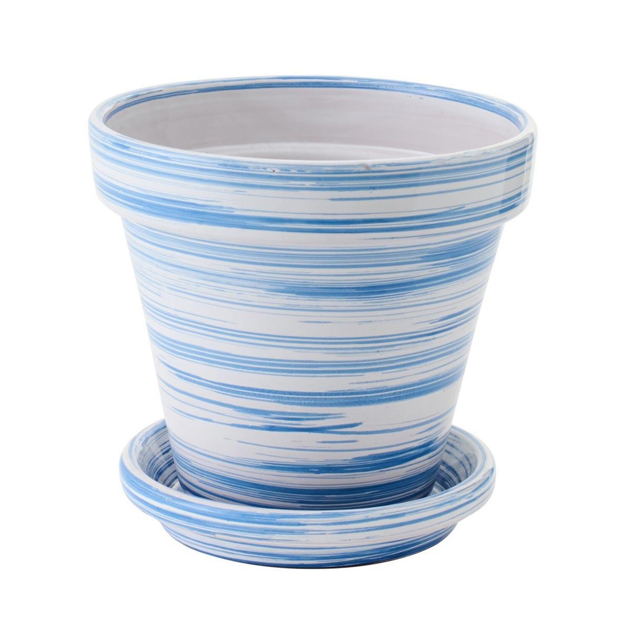 J-LINE Cache-pot avec soucoupe  julio  27cm bleu