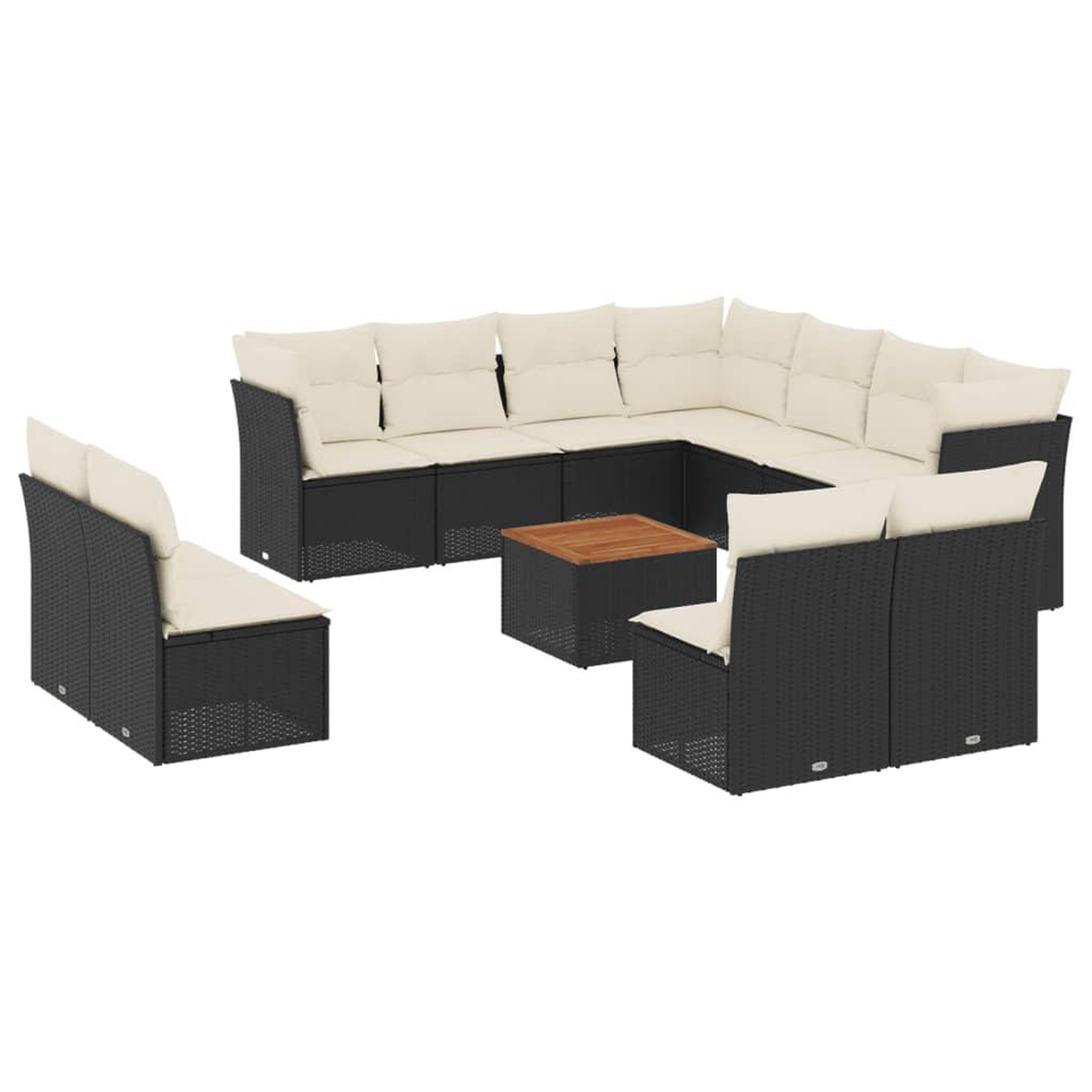 Voir la diapositive 2 : VIDAXL Salon de jardin 12 pcs avec coussins noir resine tressee