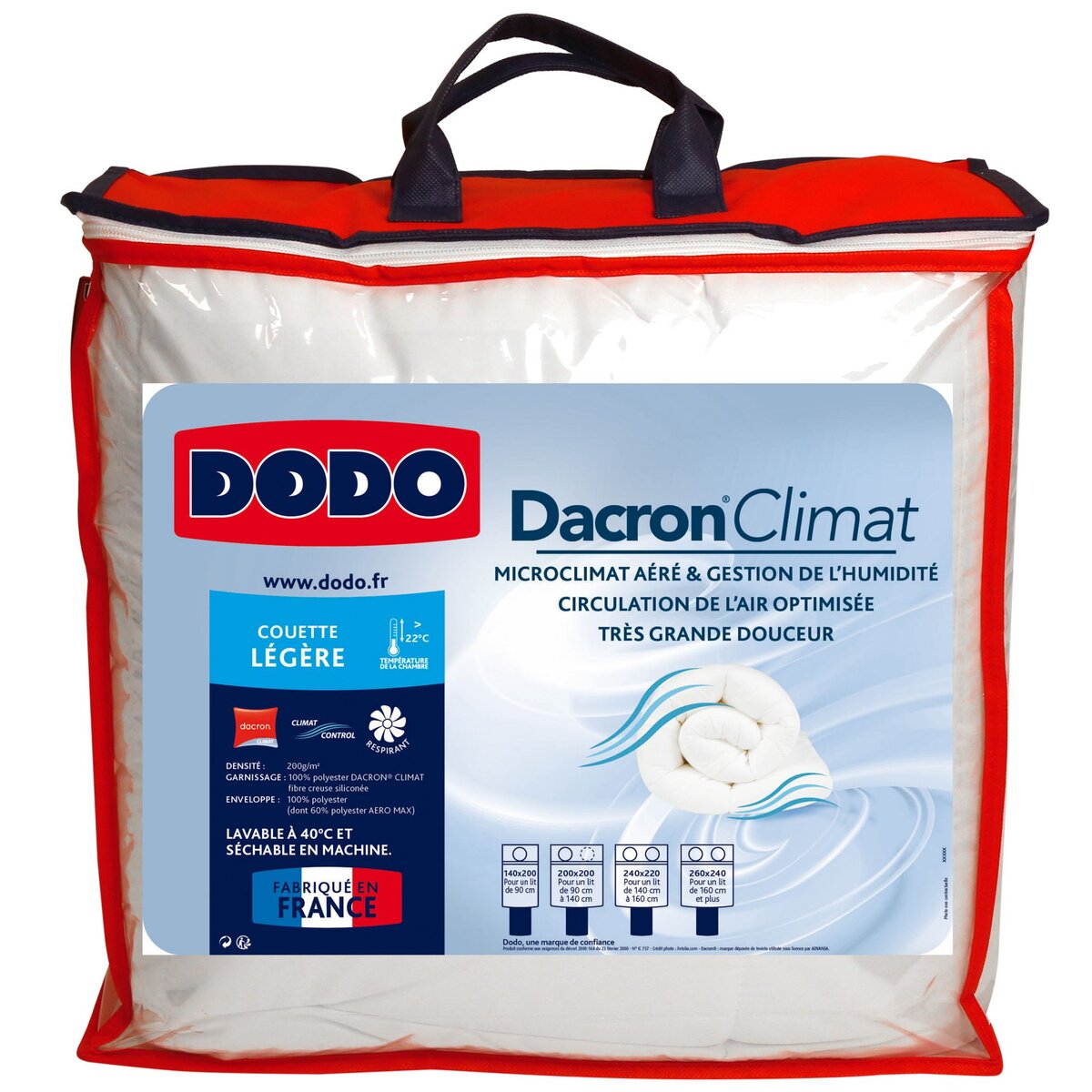 DODO Couette légère en polyester fibres DACRON CLIMAT CONTROL respirantes 