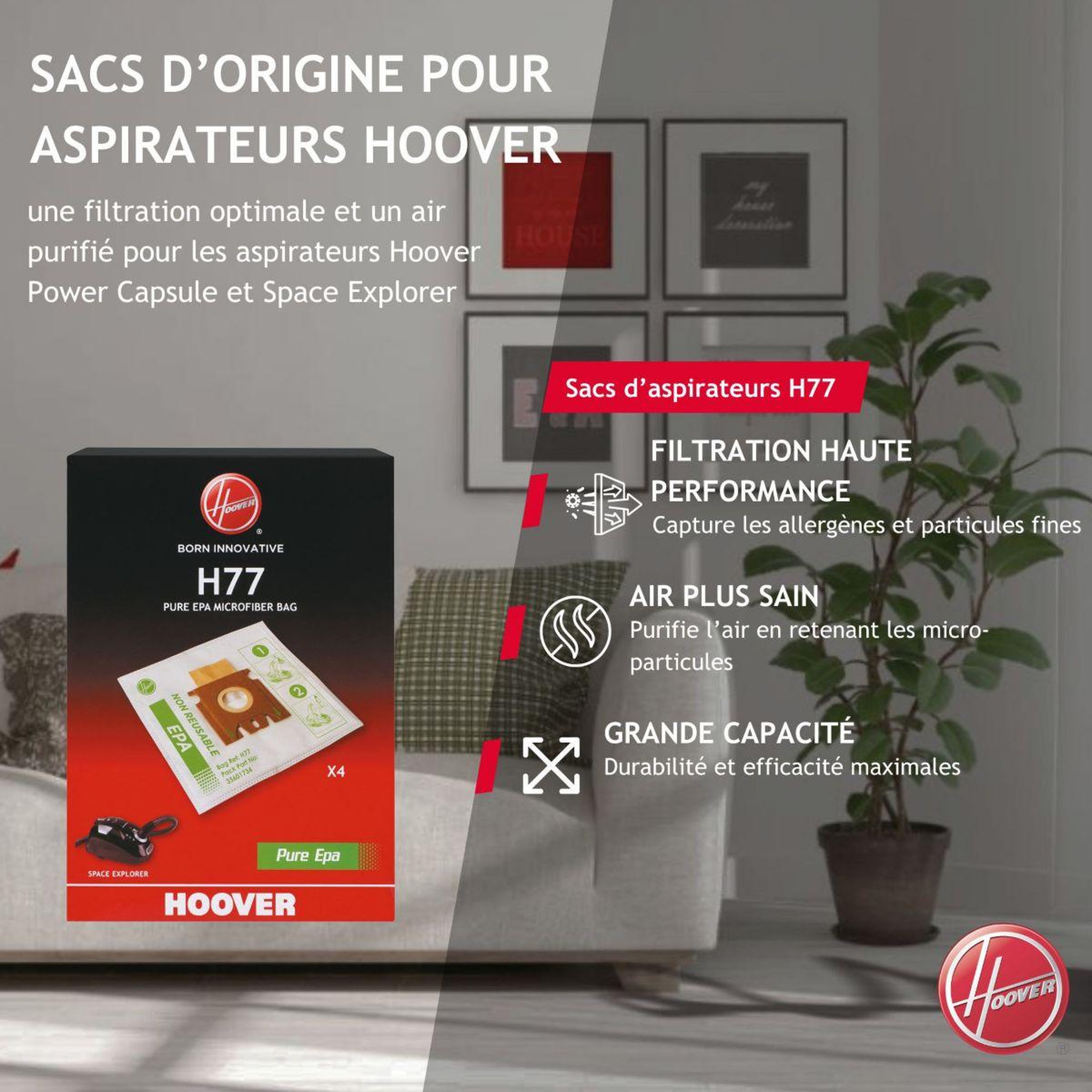 Voir la diapositive 3 : HOOVER Sac aspirateur h77 pureepa
