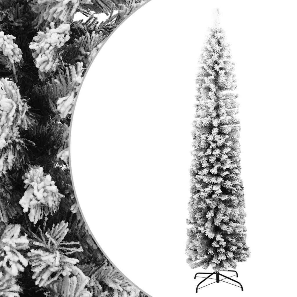 VIDAXL Sapin de Noël artificiel mince flocon de neige vert 180 cm PVC