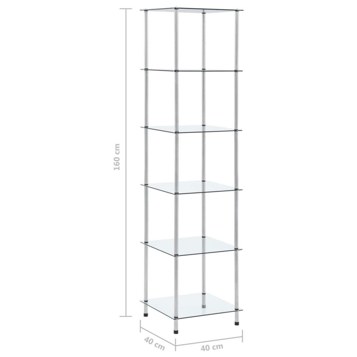 VIDAXL Etagere 6 niveaux Transparent 40x40x160 cm Verre trempe