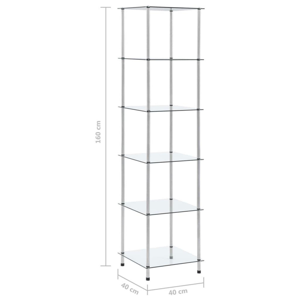 VIDAXL Etagere 6 niveaux Transparent 40x40x160 cm Verre trempe