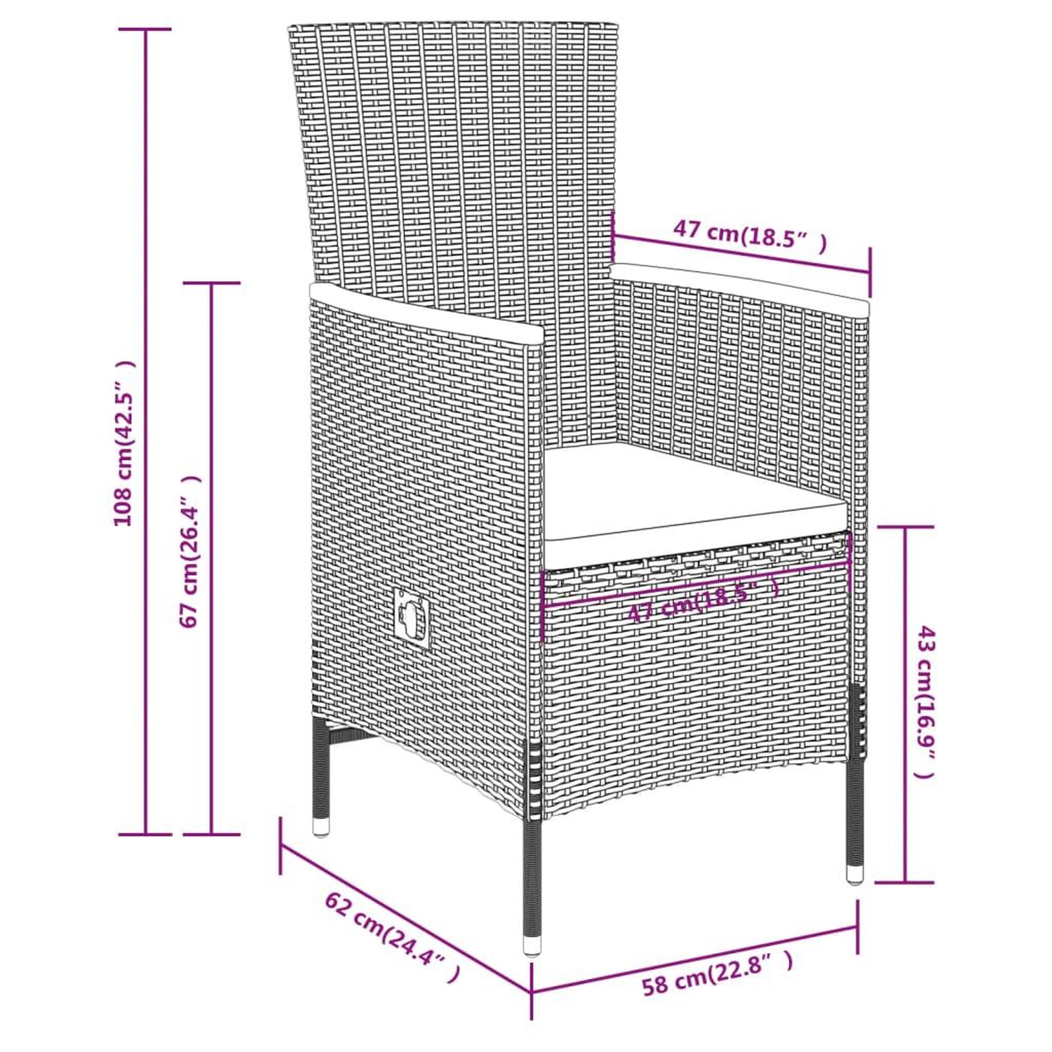 Voir la diapositive 6 : VIDAXL Ensemble a manger de jardin avec coussins 3 pcs noir
