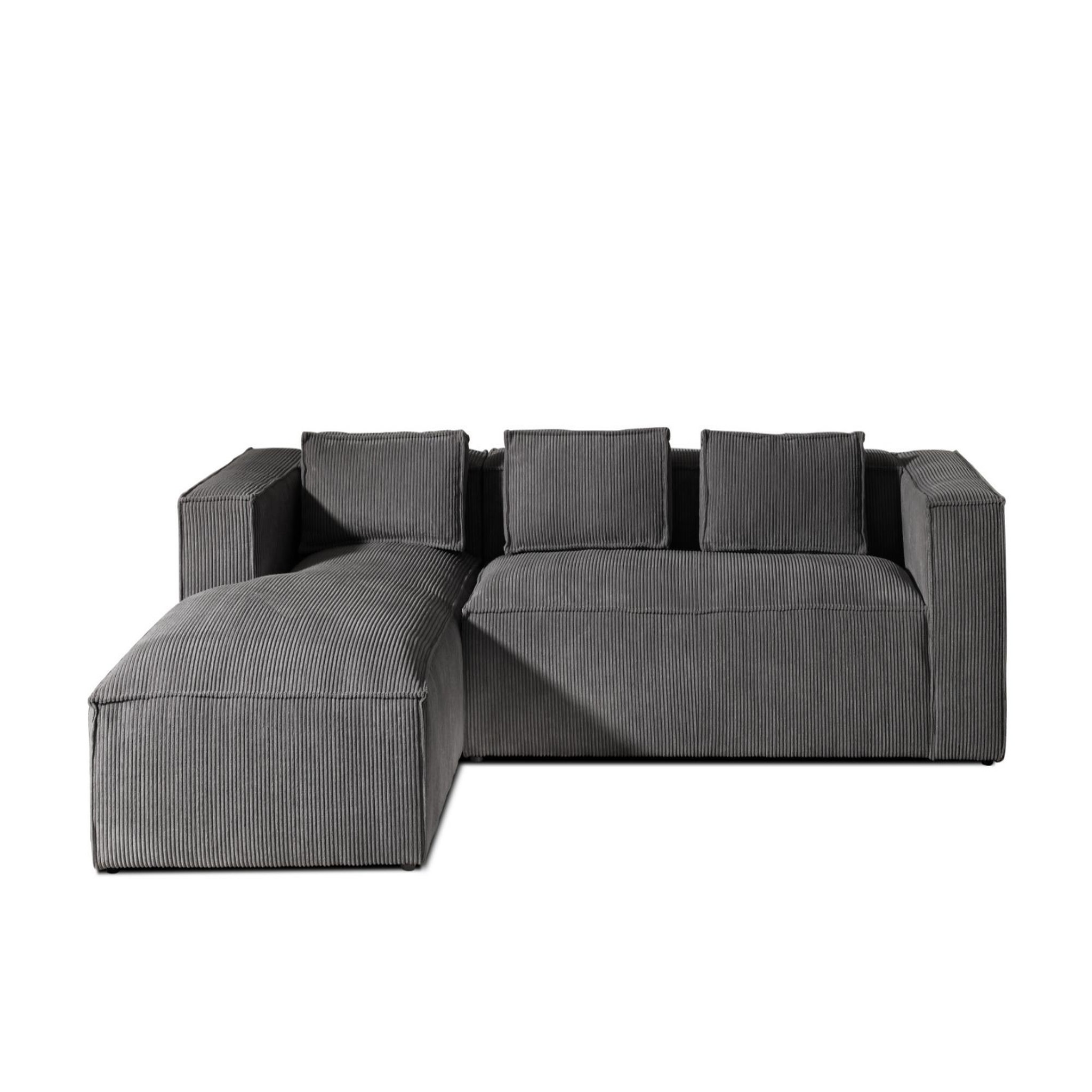 Voir la diapositive 1 : LISA DESIGN Stella - canapé d'angle - en velours côtelé - 4 places -style contemporain - gauche
