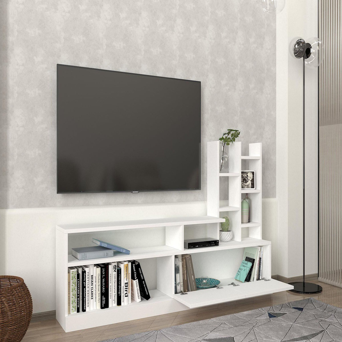 Habitat et Jardin Meuble TV en bois  Dolunay  - 164 x 25 x 91 cm - Blanc