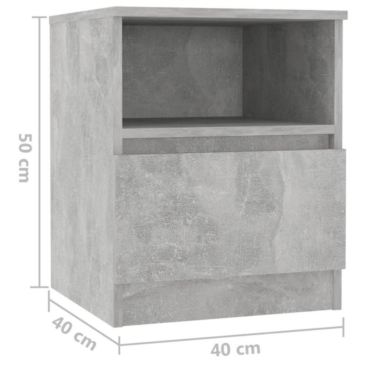 VIDAXL Table de chevet Gris beton 40x40x50 cm Agglomere