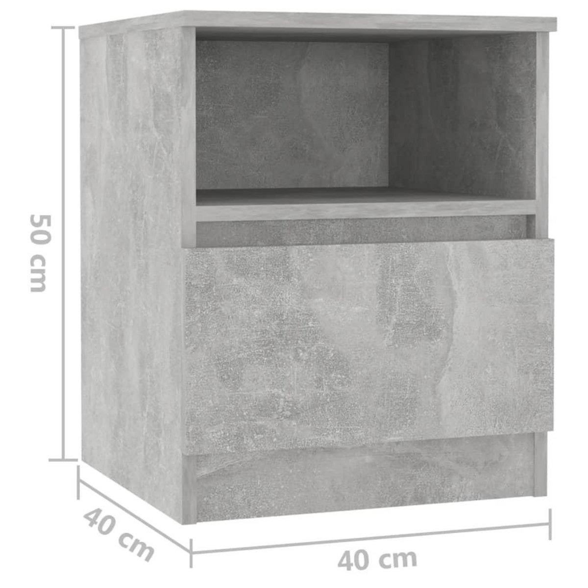 VIDAXL Table de chevet Gris beton 40x40x50 cm Agglomere