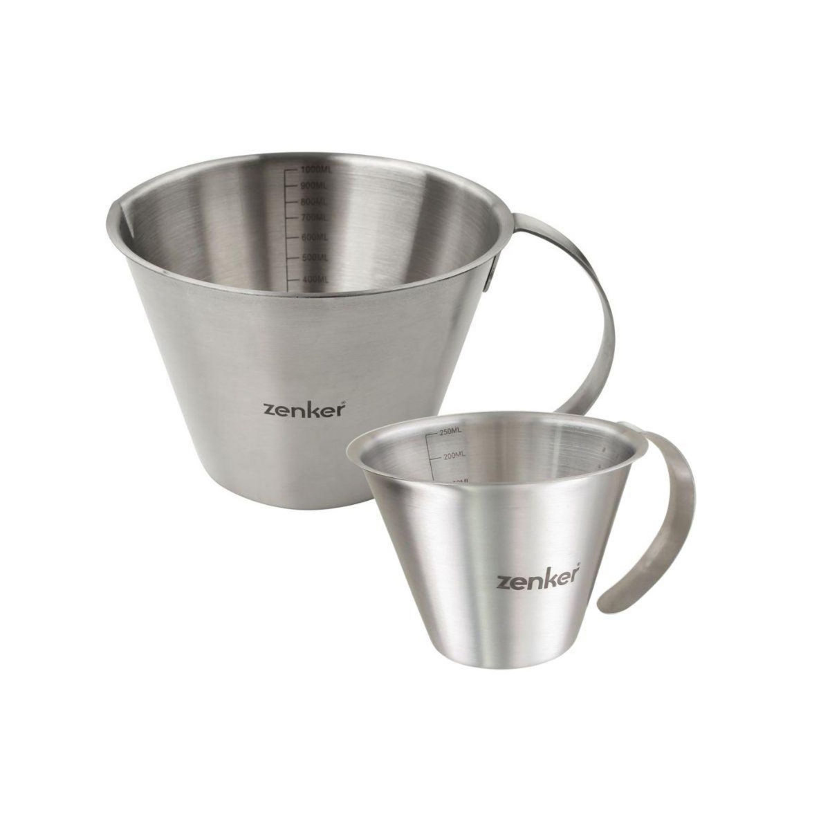 ZENKER Set de 2 verres doseurs gradués en inox 250 ml et 1 litre Zenker